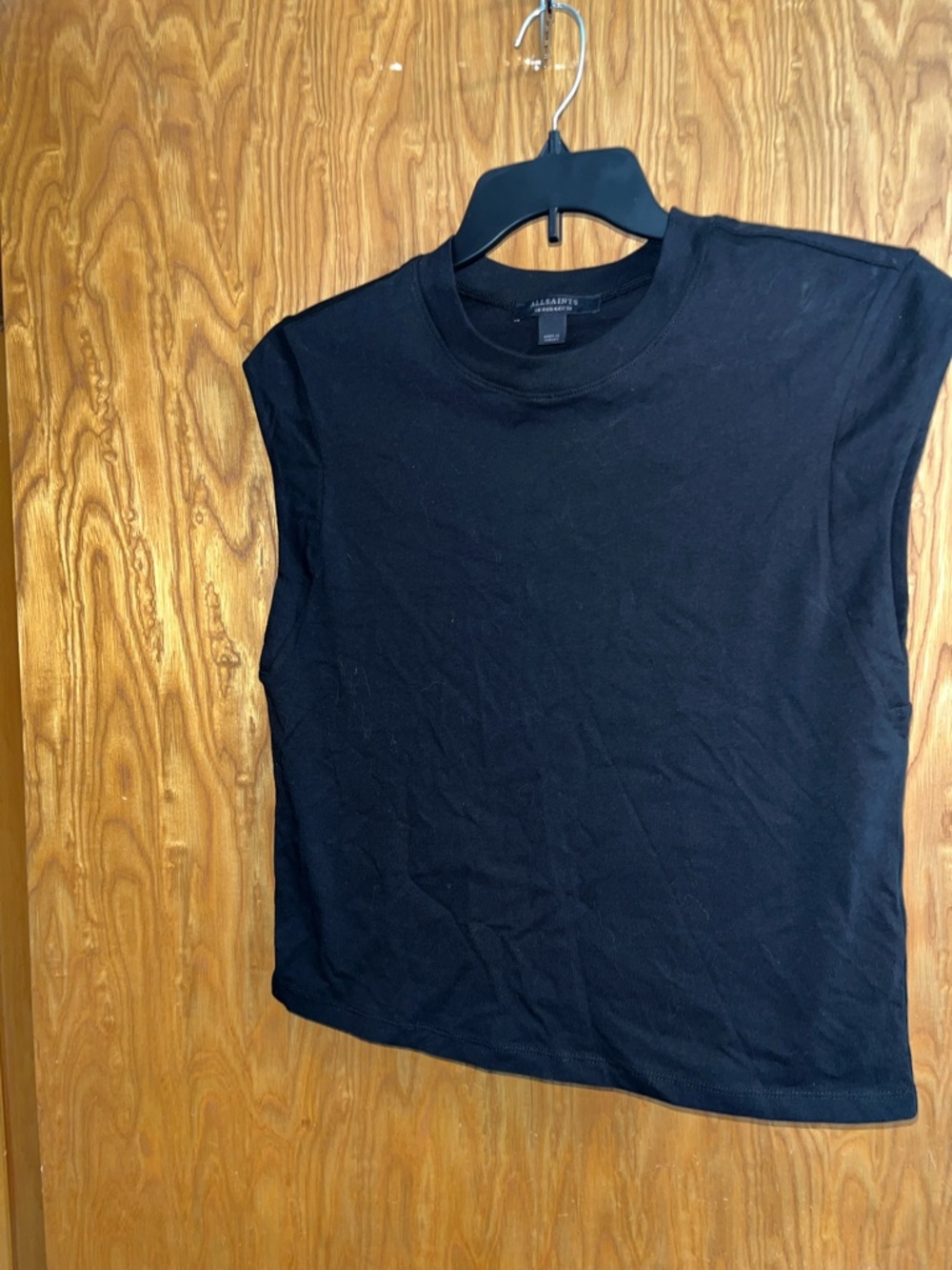 All Saints Black Muscle Tee with Crew Neck